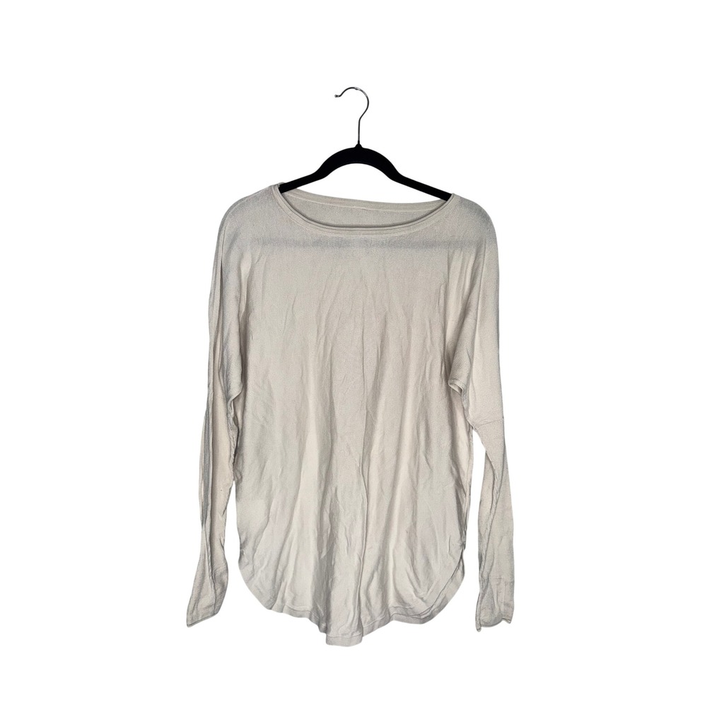 Lululemon Long Sleeve Knit Top Womens M/L Cream Good Curved Hem Relaxed Fit - Picture 2 of 4